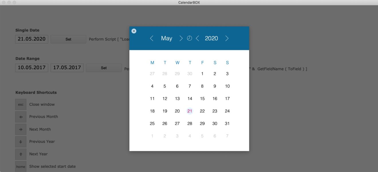CalendarBOX für FileMaker